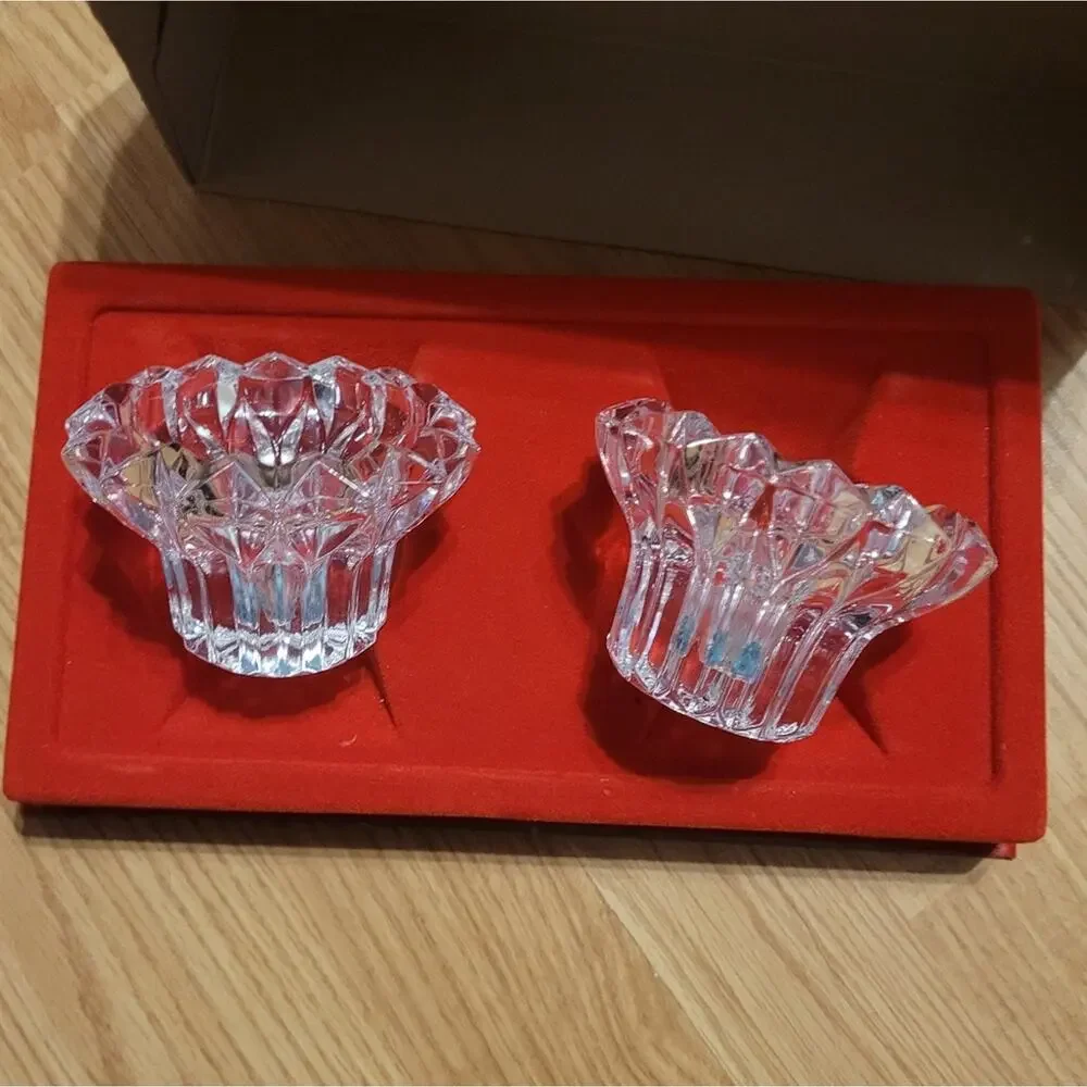 Vtg French Pair Of Lead Crystal Candlestick Holders 24% Lead Made In France